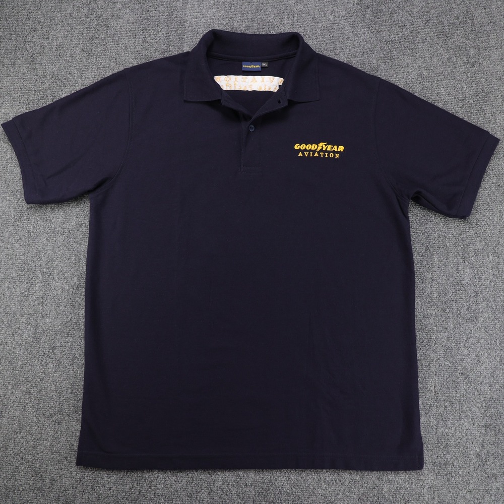 Goodyear Aviation Asia Pacific Navy Blue Polo Shirt Mens 2XL Short Sleeve Logo